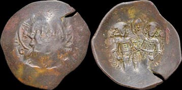 1195-1203ad Byzantine Alexius Iii Comnenus billon aspron..., Verzenden