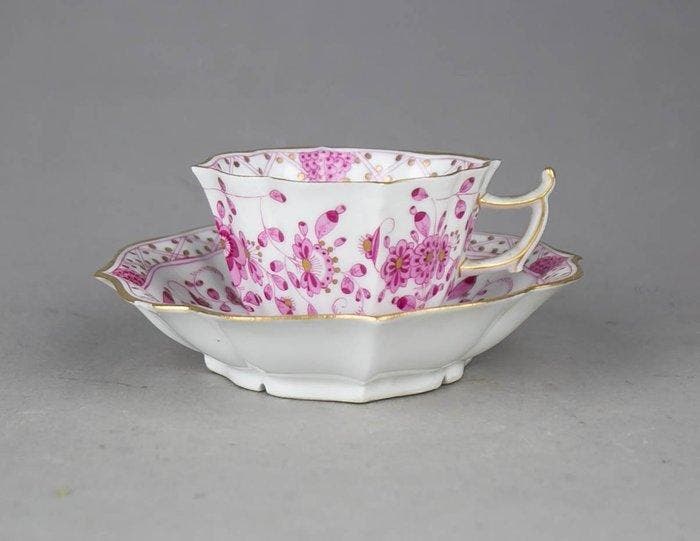 Meissen - Koffiekopje (2) - Purple Indian Flowers -, Antiek en Kunst, Antiek | Glaswerk en Kristal