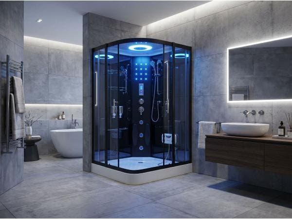 Veiling - Stoomcabine met massagebad - wit bad met zwarte ca, Bricolage & Construction, Sanitaire