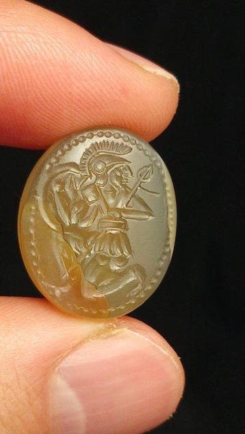 Replica van Oud-Griekse carneool uit hardsteen. Intaglio
