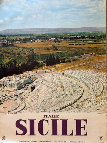 Travel - Manifesto originale Sicilia Siracusa Teatro Greco
