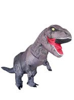 KIMU® Opblaas Kostuum Kinderen T-Rex Grijs 110 116 122 128 1, Ophalen of Verzenden, Nieuw