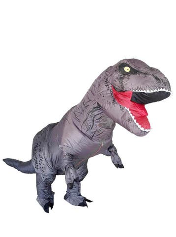 KIMU® Opblaas Kostuum Kinderen T-Rex Grijs 110 116 122 128 1, Ophalen of Verzenden, Nieuw
