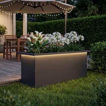 vidaXL Tuinplantenbak met led Zwart 30 x 80 x 30 cm Staal, Verzenden, Nieuw