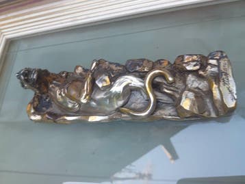sculptuur, Lyopard - 44 cm - Verzilverd - 1970