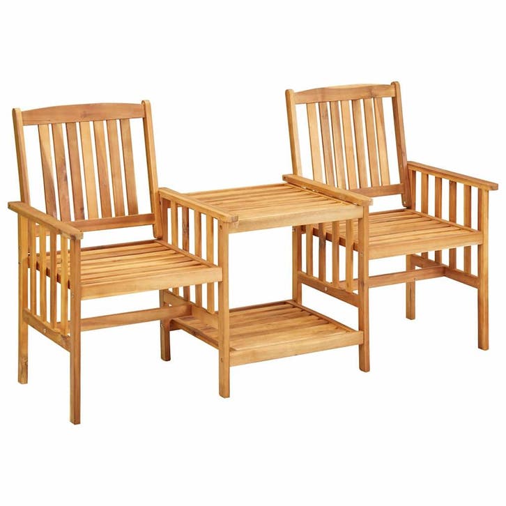 vidaXL Tuinstoelen met theetafel 159x61x92 cm massief, Tuin en Terras, Tuinsets en Loungesets, Nieuw, Verzenden