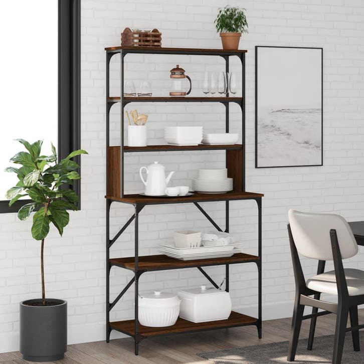 vidaXL Bakkersrek 6-laags 90x40x180 cm bewerkt hout bruin, Maison & Meubles, Cuisine | Ustensiles de cuisine, Envoi
