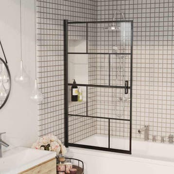 vidaXL Douchewand 80x140 cm ESG zwart, Verzenden