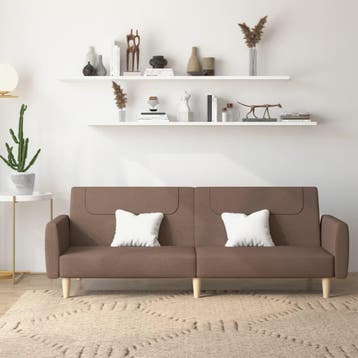 vidaXL Slaapbank / zetel 2-zits stof taupe, Verzenden