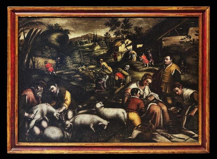 Jacopo Bassano (1515-1592), Navolger van - La Sagra della, Antiquités & Art, Art | Peinture | Classique