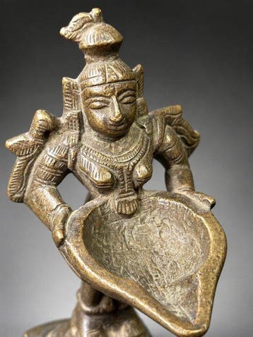 Beeld, No reserve! - Deepalakshmi - 19th c. - 10 cm - Brons