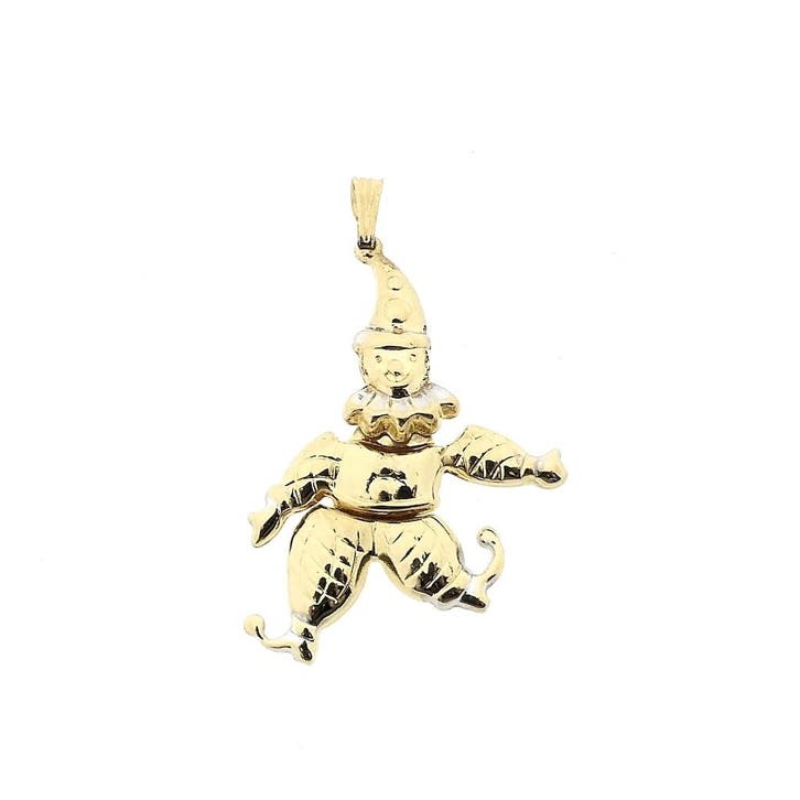 Gouden harlekijn hanger (Hanger of bedel), Handtassen en Accessoires, Bedels, Gebruikt, Overige merken, Goud, Ophalen of Verzenden