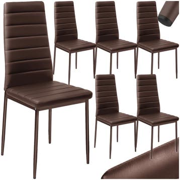 Eetkamerstoelen, kunstleer - cappuccino, Set van 6, Verzenden, Nieuw