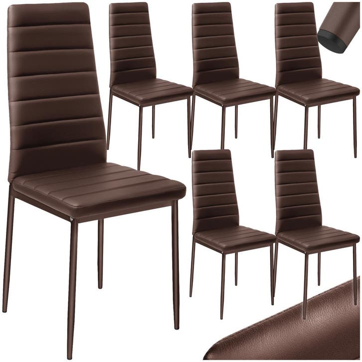 Eetkamerstoelen, kunstleer - cappuccino, Set van 6, Huis en Inrichting, Stoelen, Verzenden