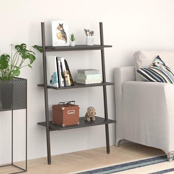 vidaXL Ladderrek met 3 schappen 64x34x116 cm zwart, Verzenden, Nieuw