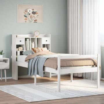 vidaXL Bed met boekenkast zonder matras grenenhout wit, Huis en Inrichting, Verzenden, Nieuw