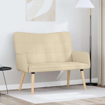 vidaXL 2-Zits Sofa Crèmekleurig 115 x 61 x 87 cm Stof, Verzenden, Nieuw
