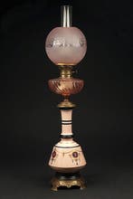 Lampe à pétrole - Bronze, Porcelaine