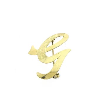 Gouden letter broche; letter G, Handtassen en Accessoires, Broches, Ophalen of Verzenden, Gebruikt, Goud, Goud