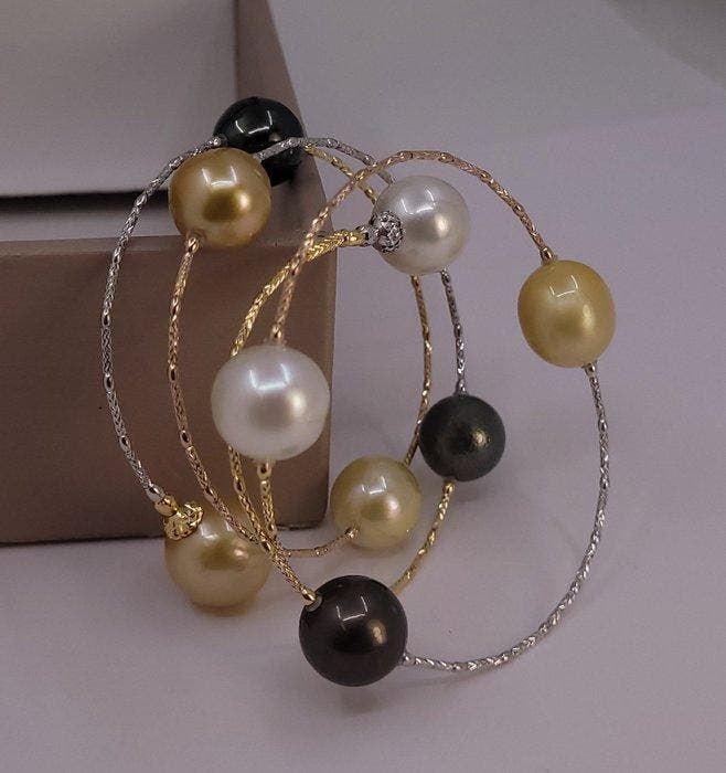 Bracelet - 18 carats Or jaune, Or blanc, Or rose, Perles des, Bijoux, Sacs & Beauté, Bijoux anciens