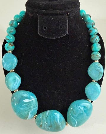 Vintage Statement Ketting met Turquoise-achtige Blauwe