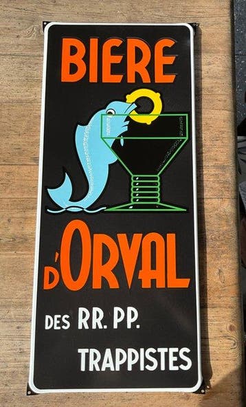 Emaille plaat - XXL Orval Trappistenbier Reclamesbord -