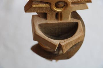 Vintage Bénitier - Demi Art: wijwatervat hout - 1970-1980 -