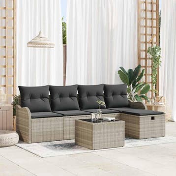 vidaXL Tuinbank Set 6 st Poly rattan, Verzenden