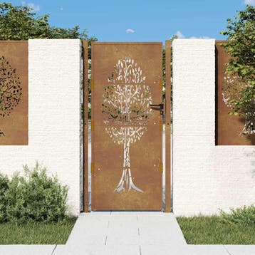 vidaXL Poort 100x175 cm boomontwerp cortenstaal, Tuin en Terras, Tuinpoorten, Verzenden, Nieuw