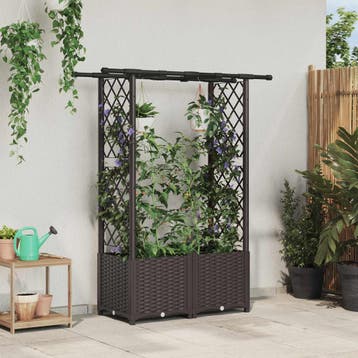 vidaXL Verhoogd Bed met Trellis en Dak Bruin 124,5 x 40 x, Verzenden, Nieuw
