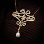 Sans prix de réserve - Collier Argent Rubis - Diamant, Handtassen en Accessoires, Kettingen, Nieuw