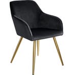 tectake Eetkamerstoel Marilyn fluweellook, gouden poten - zw, Huis en Inrichting, Stoelen, Verzenden, Nieuw