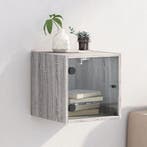vidaXL Nachtkastje met glazen deur 35x37x35 cm grijs sonoma, Verzenden