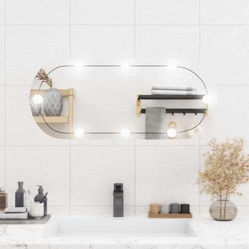 vidaXL Wandspiegel met LEDs ovaal 35x80 cm glas, Verzenden, Nieuw