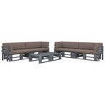 vidaXL 6-delige Loungeset pallet met kussens grijs, Verzenden, Nieuw, Loungeset