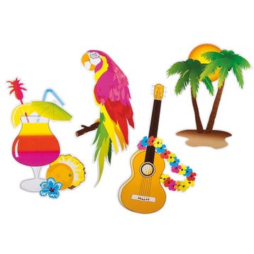Hawaii Decoratie 35cm 4st, Verzenden