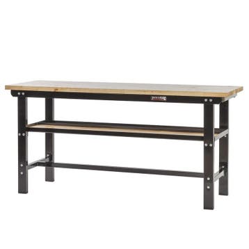 Werkbank zwart 200 cm met hardhouten blad, Doe-het-zelf en Bouw, Werkbanken, Ophalen of Verzenden, Nieuw