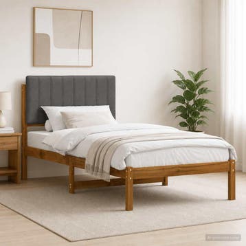 vidaXL Bedframe met gestoffeerd hoofdbord Naturel en, Verzenden