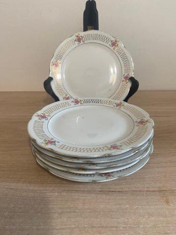 Limoges - F. Chauvigny - Service à dessert (6) - Porcelaine,