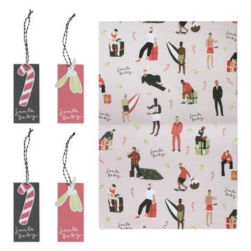 Kerst Inpakpapier Santa Baby, Hobby en Vrije tijd, Verzenden, Nieuw