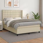 vidaXL Boxspring met matras kunstleer crèmekleurig 140x200, Verzenden, Nieuw