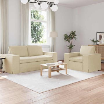 vidaXL bank / zetelstel 2 st Crème Stof, Huis en Inrichting, Zetels | Zetels, Verzenden, Nieuw