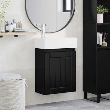 vidaXL Badkamermeubel met kraan Zwart 45,5 x 25,5 x 84 cm, Verzenden, Nieuw