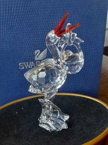 Swarovski - Beeldje - Stork with baby - Kristal