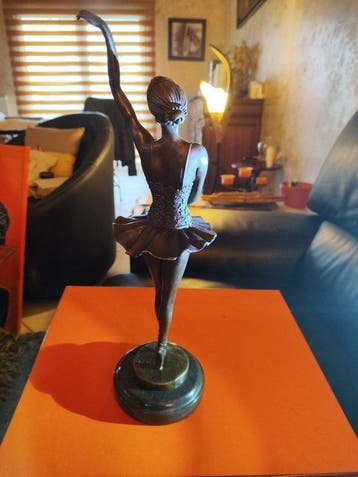 Figuur - Bronzefigur Ballerina XXL 41CM - Brons, Marmer
