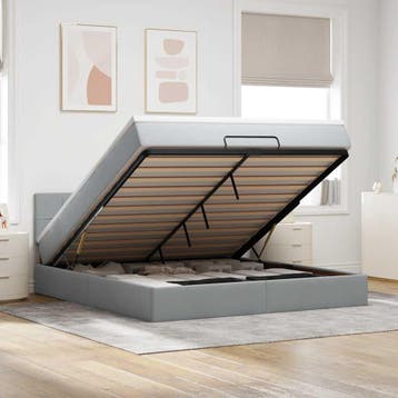 vidaXL Bed poef met matras en LEDs 180x200 cm stof, Verzenden