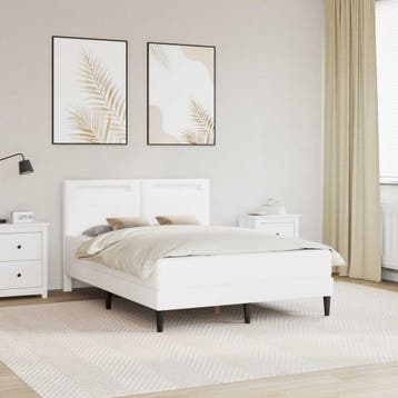 vidaXL Bedframe met LED-stripverlichting Wit 140 x 200 cm, Verzenden