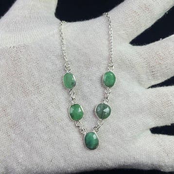 100% naturel 925 argent sterling émeraude verte Collier -
