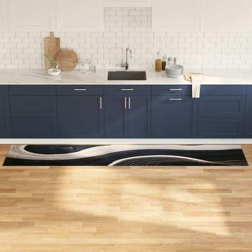 vidaXL Keuken Tapijt Zwart 300 x 60 cm Fluweel, Tuin en Terras, Verzenden, Nieuw