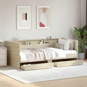 vidaXL Slaapbank met lades zonder matras 90x190 cm sonoma, Huis en Inrichting, Slaapkamer | Bedden, Verzenden, Nieuw